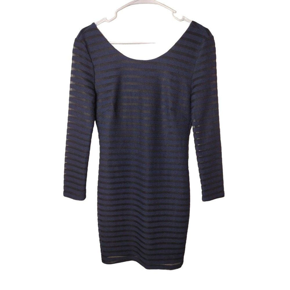 Astr Dress Medium Striped Mini Navy Blue And Black